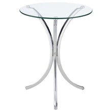 Round Glass Side Table with Chrome Base, Silver Accent End Table Design