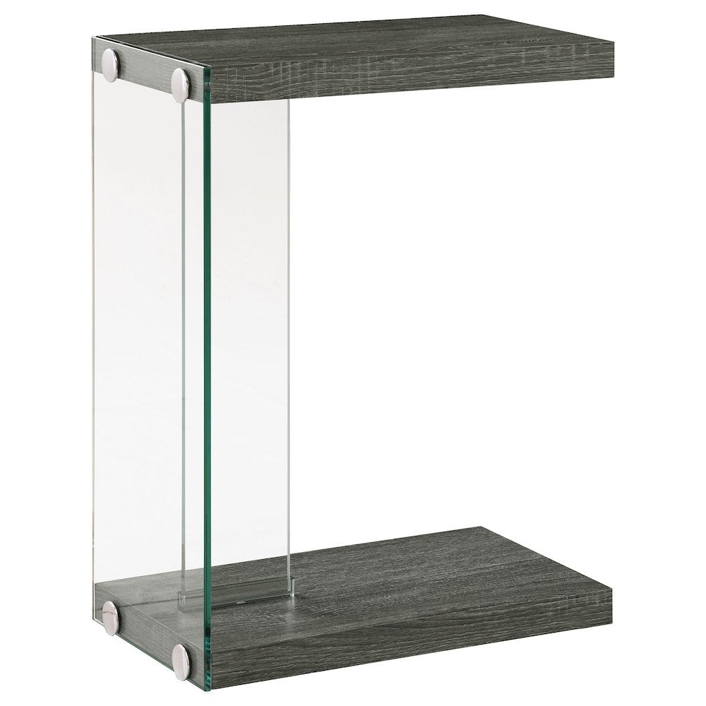 C-Shaped Side Table, Weathered Grey, Contemporary Snack Table