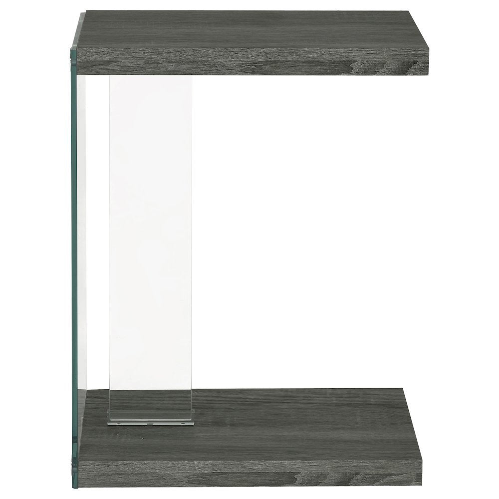 C-Shaped Side Table, Weathered Grey, Contemporary Snack Table