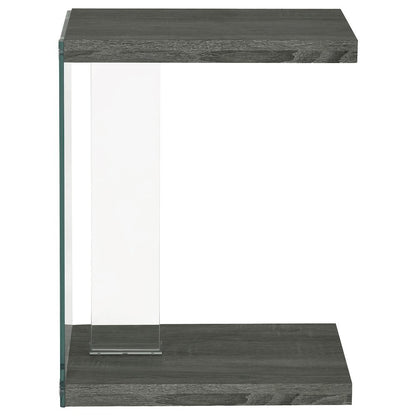 C-Shaped Side Table, Weathered Grey, Contemporary Snack Table