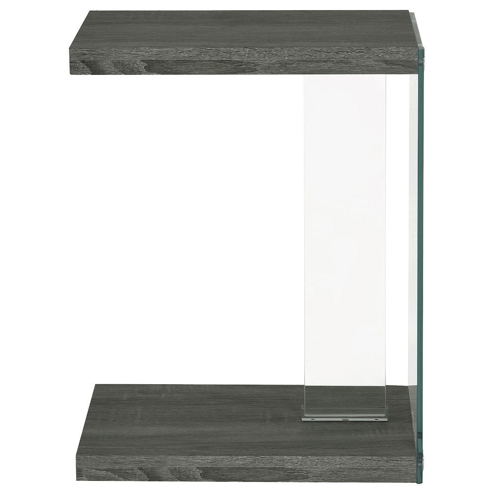 C-Shaped Side Table, Weathered Grey, Contemporary Snack Table
