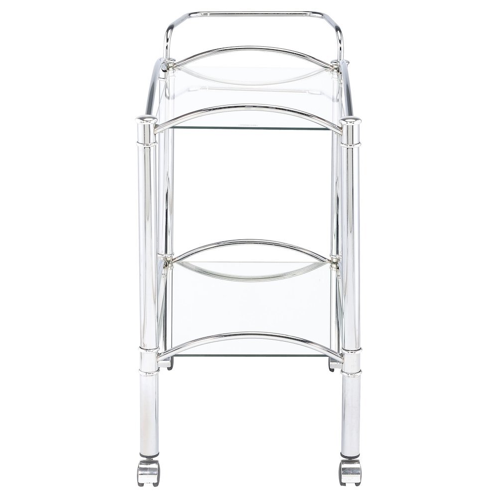 Classic Bar Cart, Chrome, Mirrored Shelf, 2 Tiers, Lockable Casters