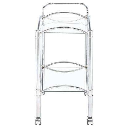 Classic Bar Cart, Chrome, Mirrored Shelf, 2 Tiers, Lockable Casters