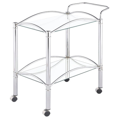 Classic Bar Cart, Chrome, Mirrored Shelf, 2 Tiers, Lockable Casters