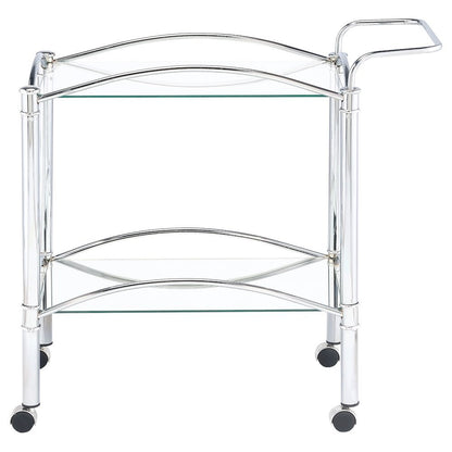 Classic Bar Cart, Chrome, Mirrored Shelf, 2 Tiers, Lockable Casters