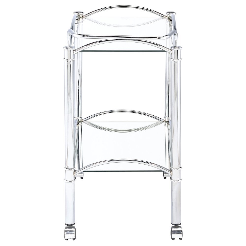 Classic Bar Cart, Chrome, Mirrored Shelf, 2 Tiers, Lockable Casters
