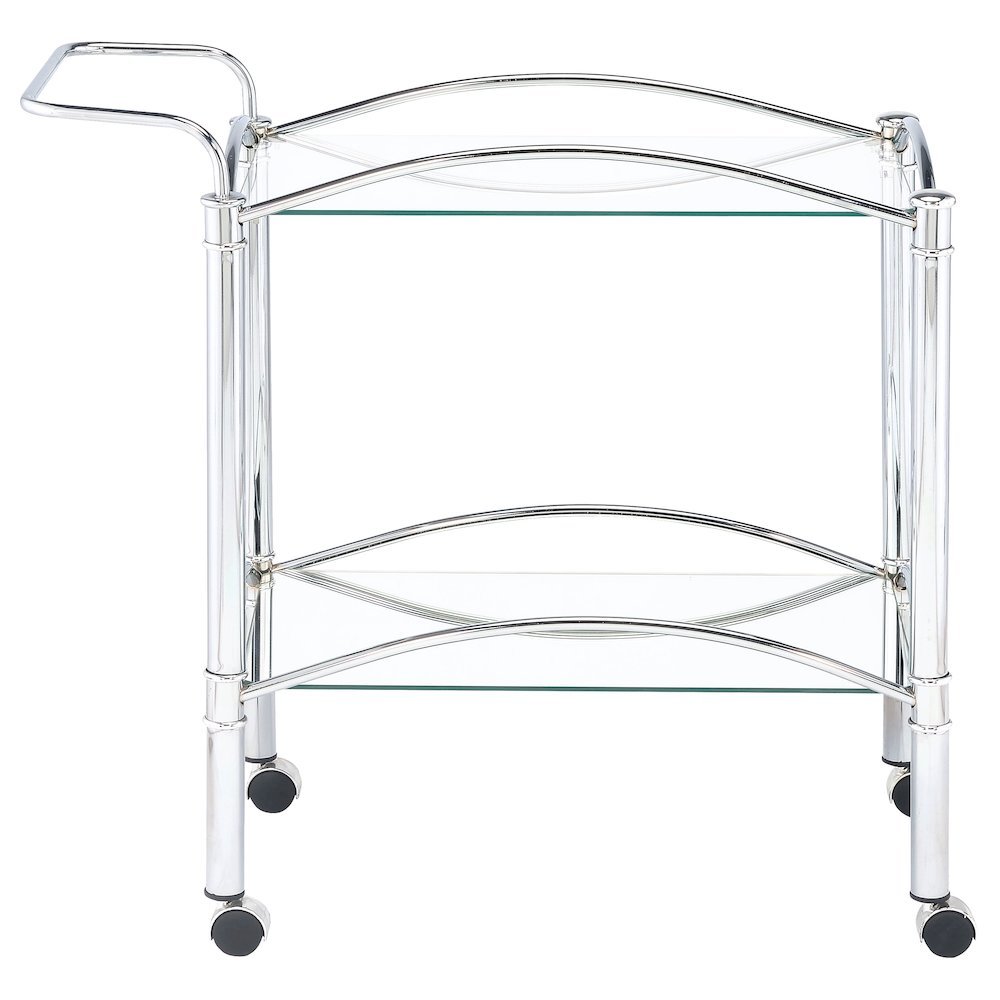 Classic Bar Cart, Chrome, Mirrored Shelf, 2 Tiers, Lockable Casters