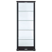 Black Glass Display Case with 5 Shelves, Modern Curio Display Cabinet