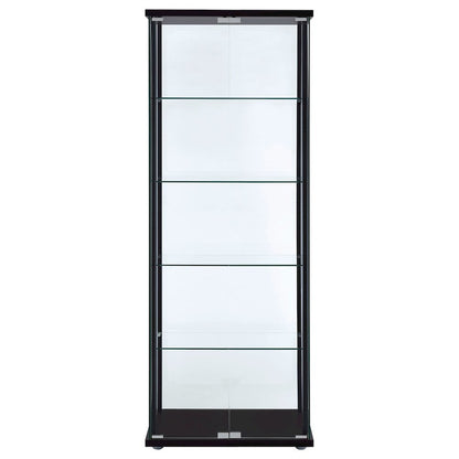 Black Glass Display Case with 5 Shelves, Modern Curio Display Cabinet