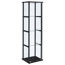 Black Glass Display Cabinet Curio Cabinet with Glass Doors and Shelves