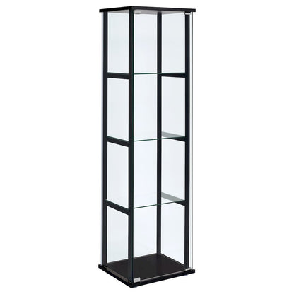 Black Glass Display Cabinet Curio Cabinet with Glass Doors and Shelves