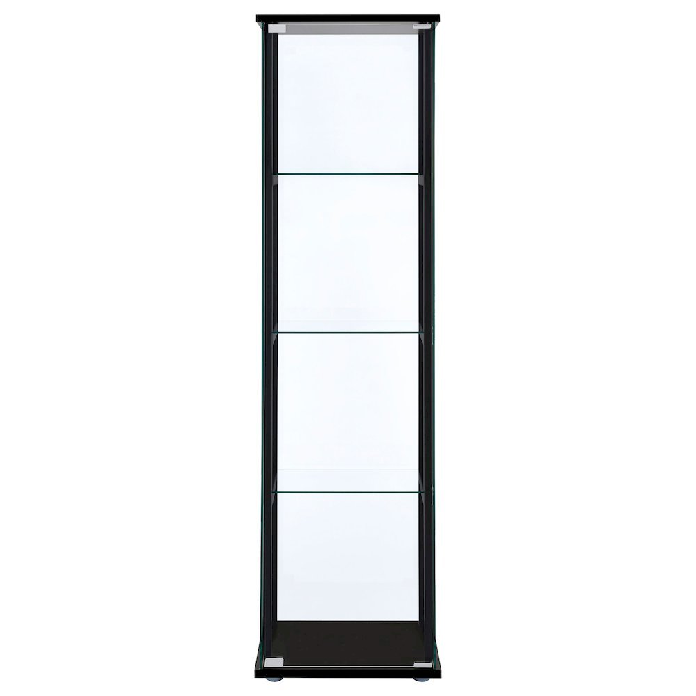 Black Glass Display Cabinet Curio Cabinet with Glass Doors and Shelves