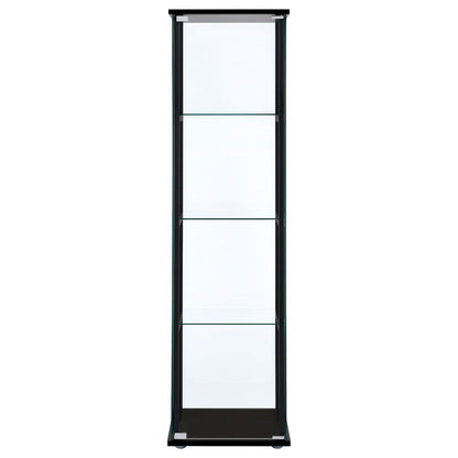 Black Glass Display Cabinet Curio Cabinet with Glass Doors and Shelves