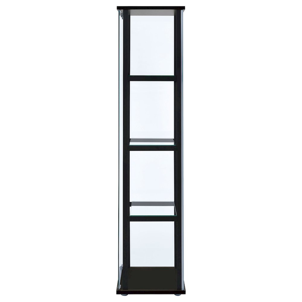 Black Glass Display Cabinet Curio Cabinet with Glass Doors and Shelves