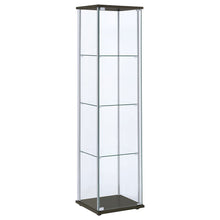 Modern Curio Cabinet, Clear Glass Shelves, Cappuccino Finish