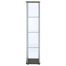 Modern Curio Cabinet, Clear Glass Shelves, Cappuccino Finish