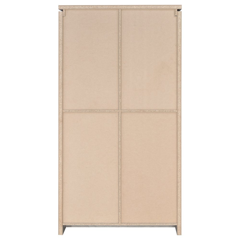 Modern 2-Door Tall Cabinet, Grey Driftwood, Glass Doors, Storage