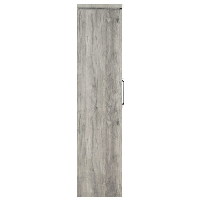 Modern 2-Door Tall Cabinet, Grey Driftwood, Glass Doors, Storage