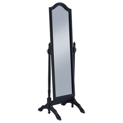 Traditional Full Length Cheval Mirror, Black Wood Frame, Arched Top