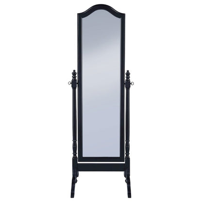 Traditional Full Length Cheval Mirror, Black Wood Frame, Arched Top