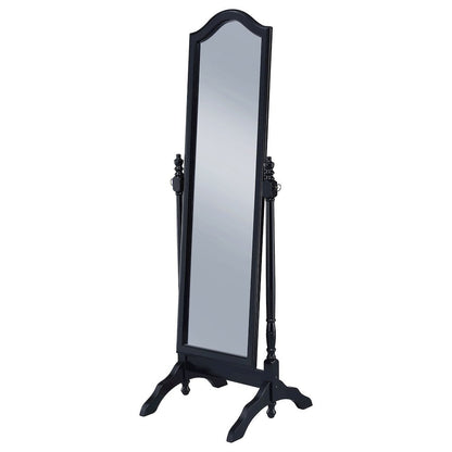Traditional Full Length Cheval Mirror, Black Wood Frame, Arched Top