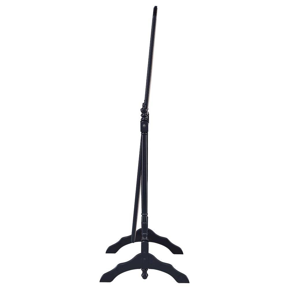 Traditional Full Length Cheval Mirror, Black Wood Frame, Arched Top