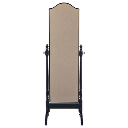 Traditional Full Length Cheval Mirror, Black Wood Frame, Arched Top