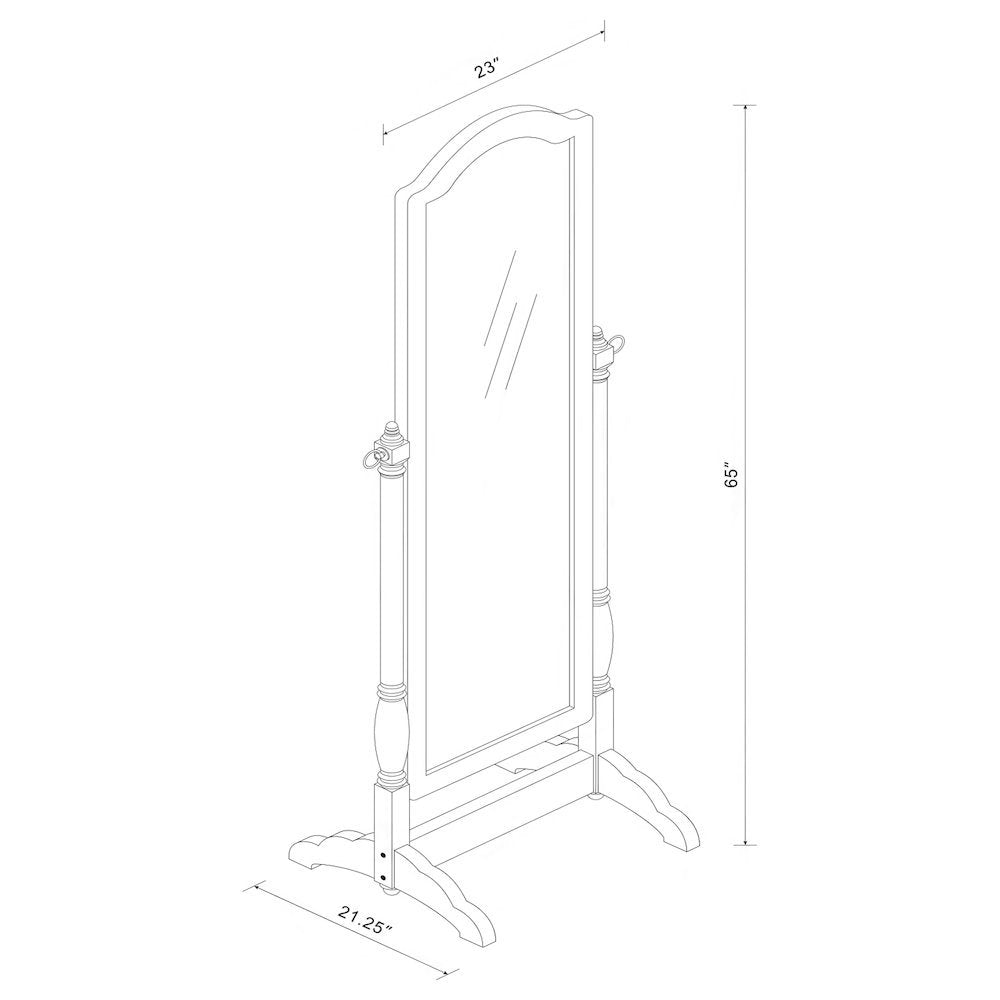 Traditional Full Length Cheval Mirror, Black Wood Frame, Arched Top