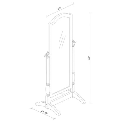 Traditional Full Length Cheval Mirror, Black Wood Frame, Arched Top
