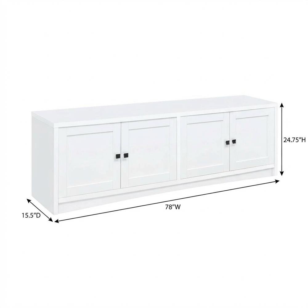 White 4-Door TV Stand with Engineered Wood and Modern Design