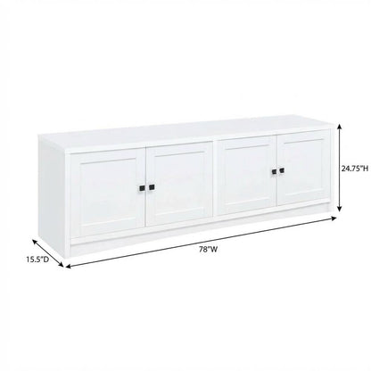 White 4-Door TV Stand with Engineered Wood and Modern Design