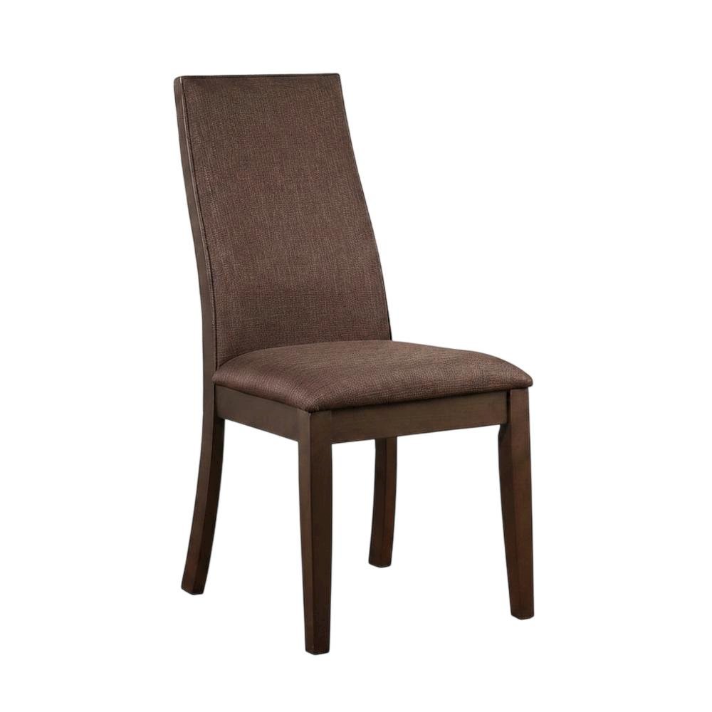 Polyester Upholstered Farmhouse Dining Chair with Espresso Legs, Set of 2