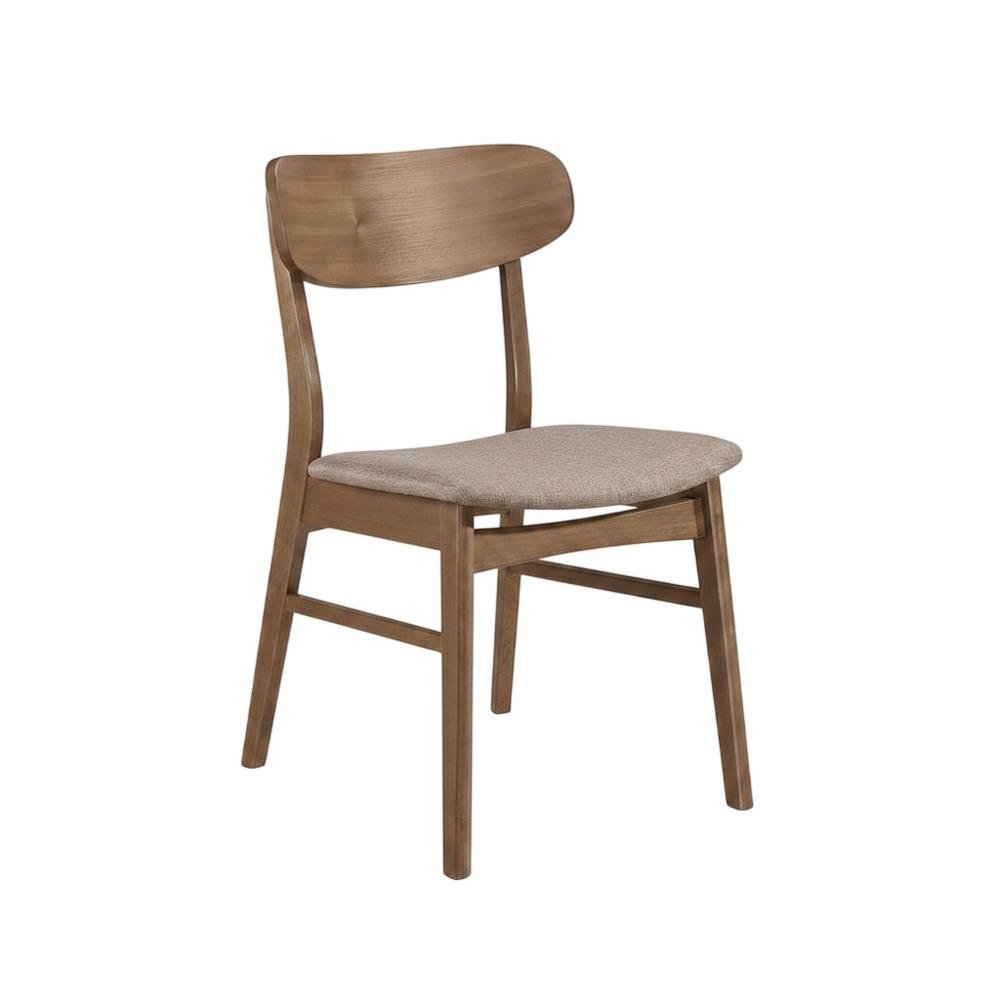 Mid-Century Modern Upholstered Wood Dining Side Chair, Walnut, Set of 2
