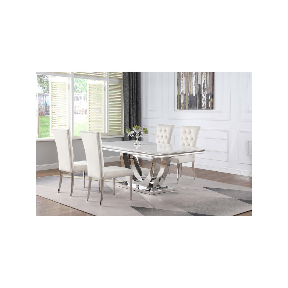 Kerwin 5-piece Rectangular Dining Table Set White and Chrome