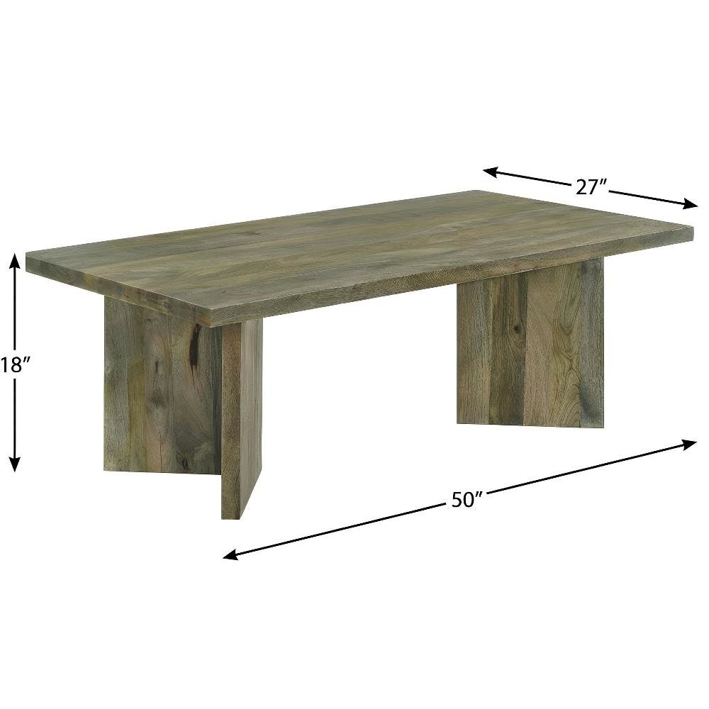 Rectangular Mango Brown Solid Wood Coffee Table Farmhouse Style