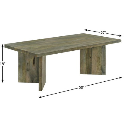 Rectangular Mango Brown Solid Wood Coffee Table Farmhouse Style