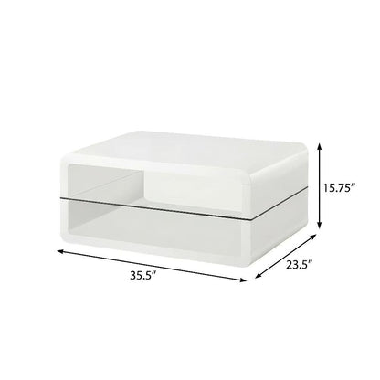 White 3-Piece Coffee and End Table Set with High Gloss Finish and Plastic Glides