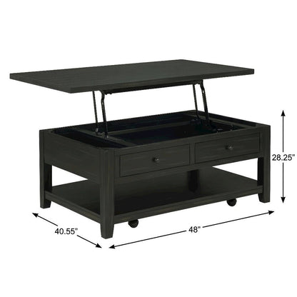 Distressed Java Mobile Lift Top Coffee Table Rectangular Coastal Style
