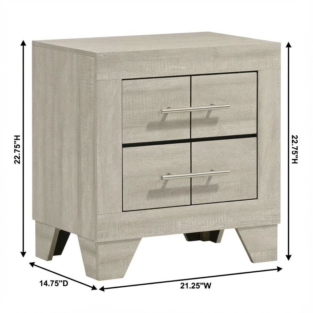 Rustic Cream Nightstand with 2 Drawers and Contemporary Style