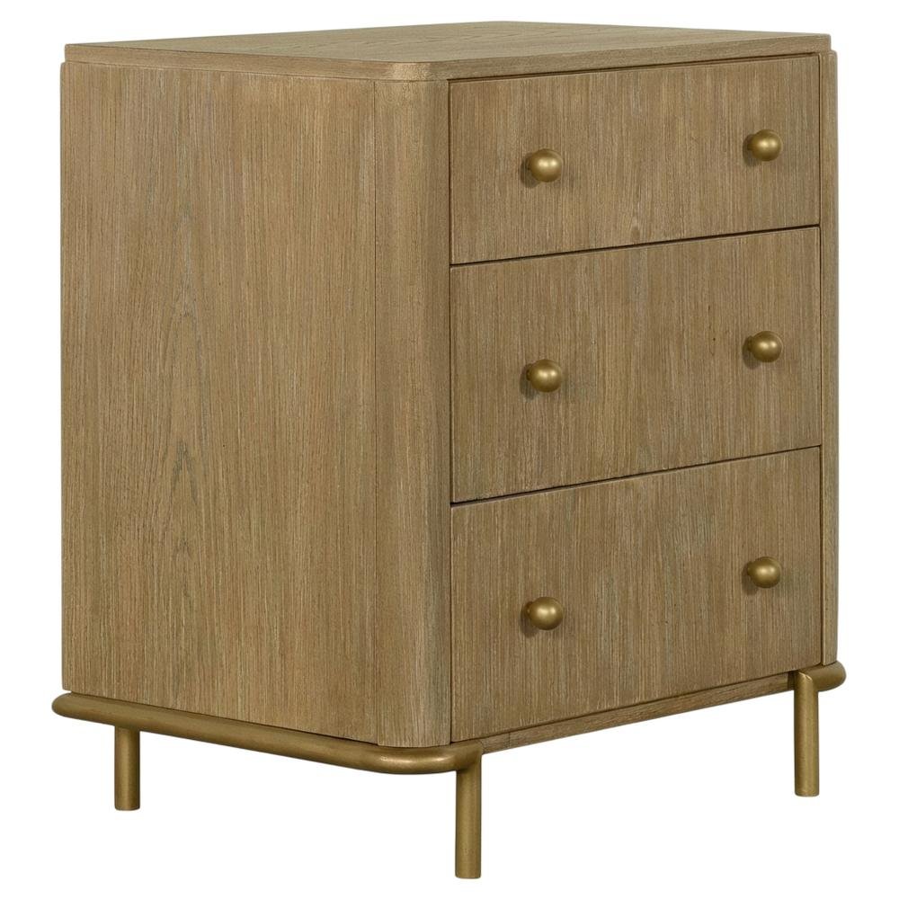 Sand Wash Finish Nightstand with 3 Drawers and Coastal Style
