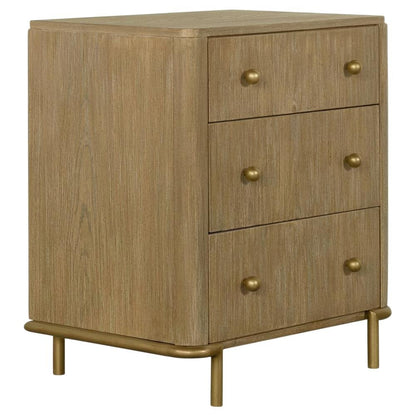 Sand Wash Finish Nightstand with 3 Drawers and Coastal Style