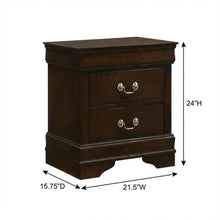 Cappuccino Nightstand with 2 Drawers in Traditional Style for Bedroom