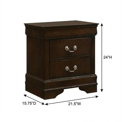 Cappuccino Nightstand with 2 Drawers in Traditional Style for Bedroom