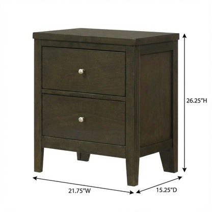 Dark Cocoa Nightstand with Transitional Style and Brushed Nickel Finish