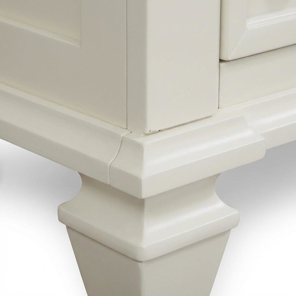 Cream White Bedroom Nightstand with 3 Drawers and Coastal Style