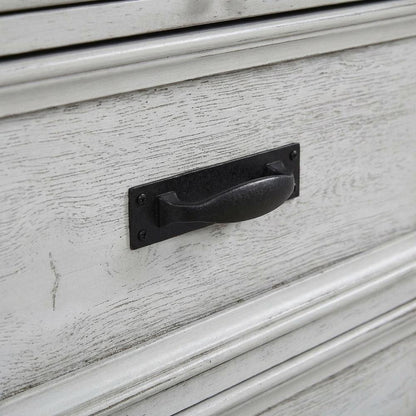 Distressed White Nightstand with 2 Drawers and Farmhouse Style