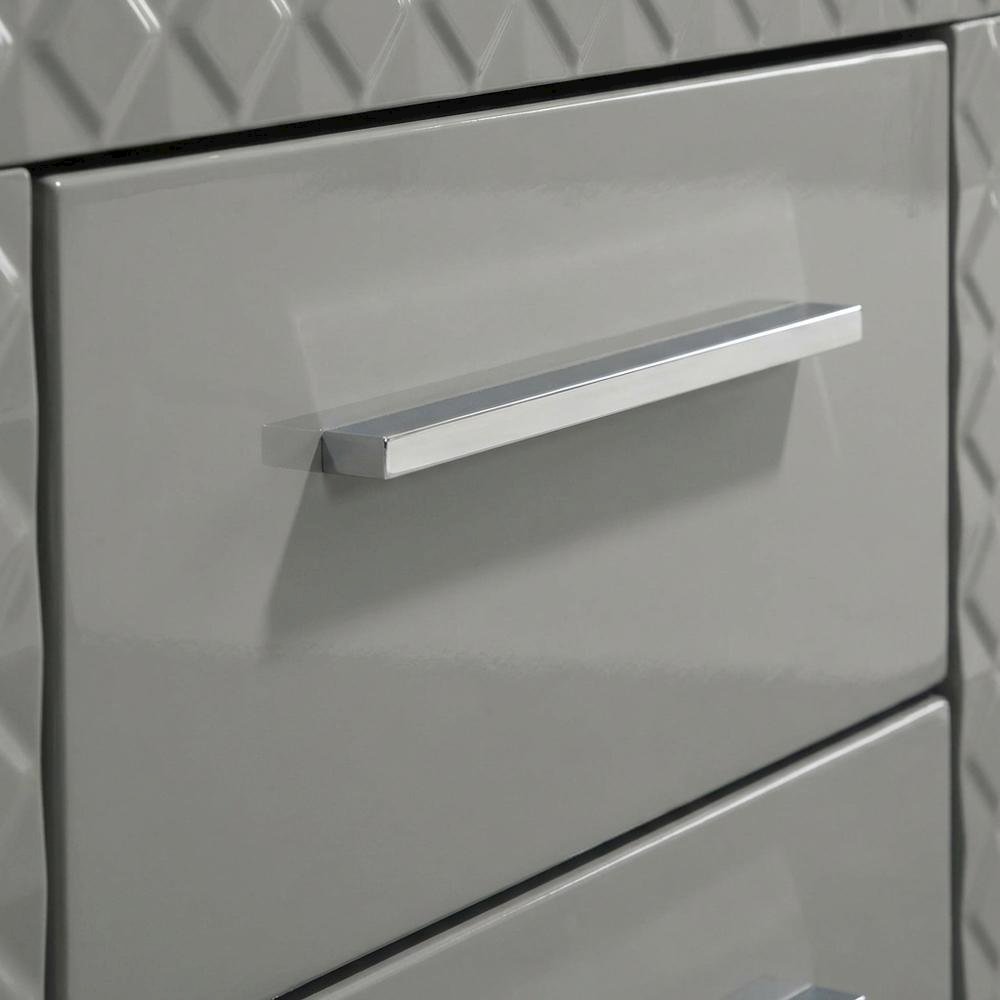 Grey High Gloss Nightstand with Modern Design Bedside Table