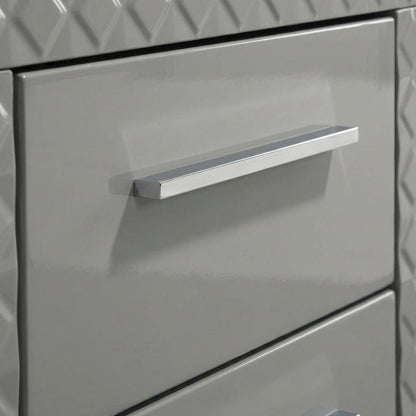 Grey High Gloss Nightstand with Modern Design Bedside Table