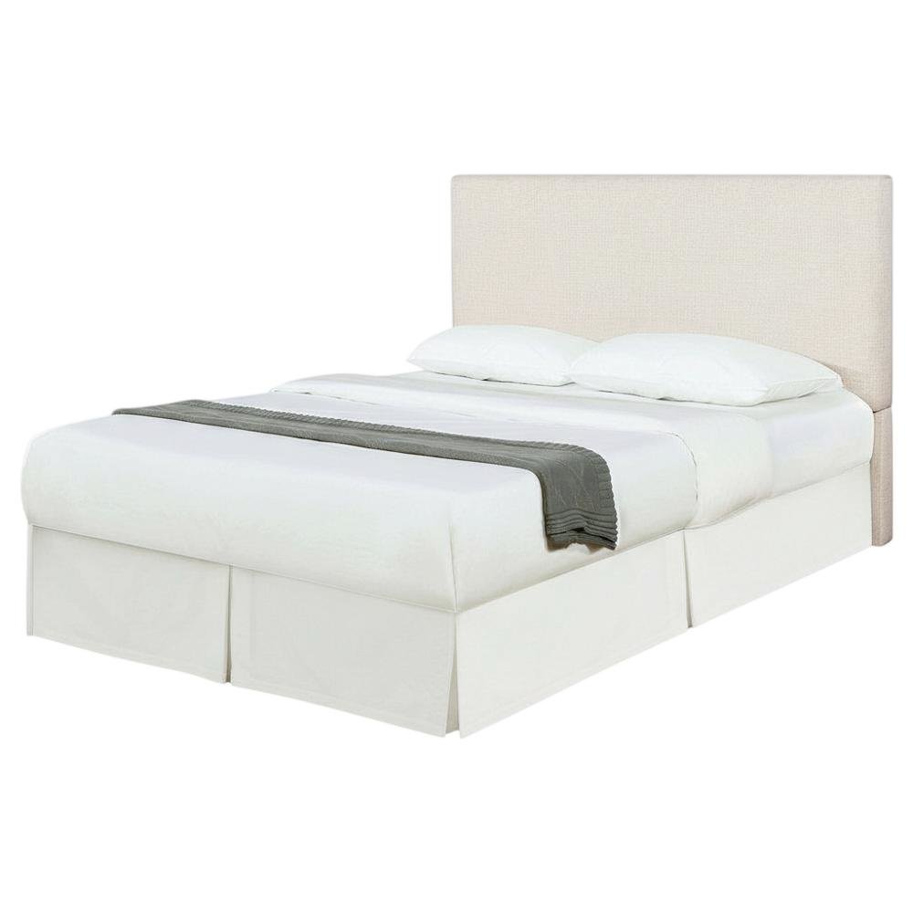 Ivory Upholstered Queen Full Panel Headboard, Polyester Fabric