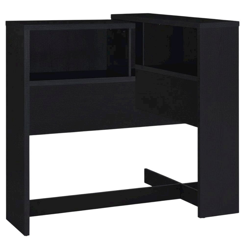 Black Full Headboard with Built-In Bookcase and Plastic Glide for Full Bed